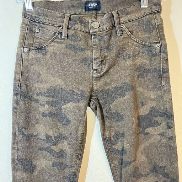 HUDSON Lilly Jeans Mid Rise Camouflage Green Camo Ankle Crop Skinny Size 26 - Picture 3 of 11